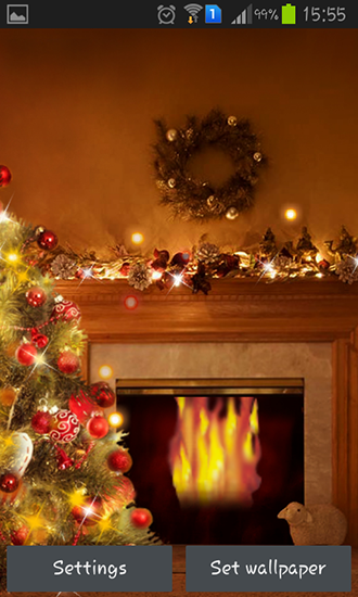 Download livewallpaper Fireplace New Year 2015 for Android.