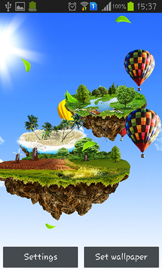 Download livewallpaper Flying islands for Android.