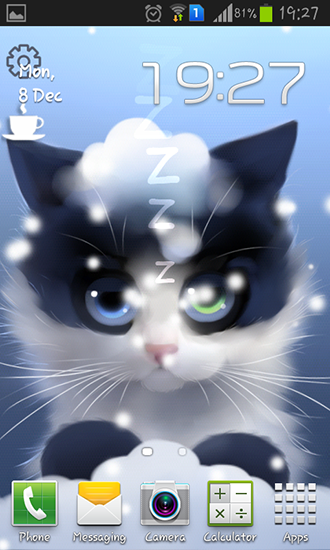 Download Frosty the kitten free Interactive livewallpaper for Android phone and tablet.