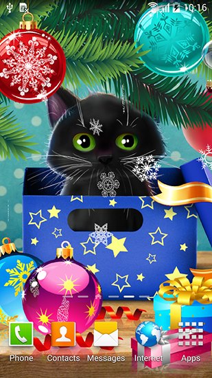 Download Kitten on Christmas free Holidays livewallpaper for Android phone and tablet.