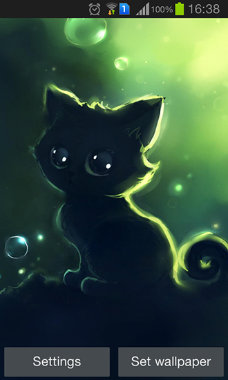 Download livewallpaper Lonely black kitty for Android.