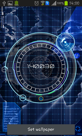 Download livewallpaper Radar: Digital clock for Android.