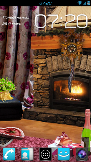 Download livewallpaper Romantic fireplace for Android.
