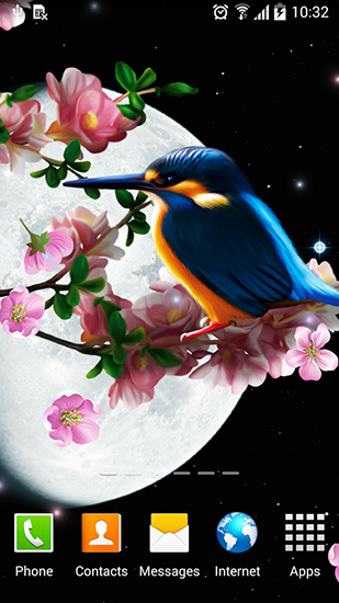 Download livewallpaper Sakura and bird for Android.
