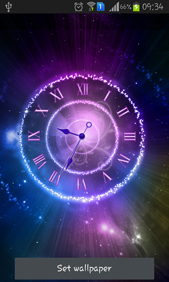 Download livewallpaper Shining clock for Android.