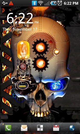 Download livewallpaper Steampunk skull for Android.