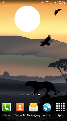 Screenshots of the live wallpaper African sunset for Android phone or tablet.