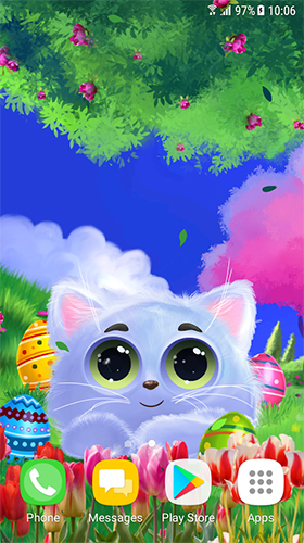 Screenshots of the live wallpaper Animated cat for Android phone or tablet.