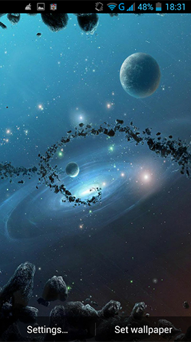 Screenshots of the live wallpaper Asteroids by LWP World for Android phone or tablet.