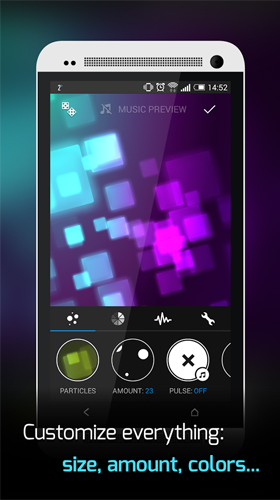 Screenshots of the live wallpaper Beautiful music visualizer for Android phone or tablet.