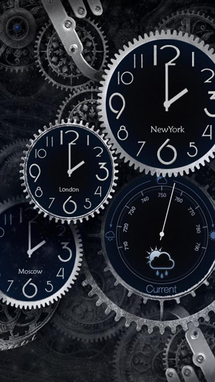 Screenshots of the live wallpaper Black Clock for Android phone or tablet.