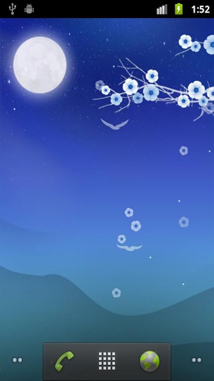 Screenshots of the live wallpaper Blooming Night for Android phone or tablet.