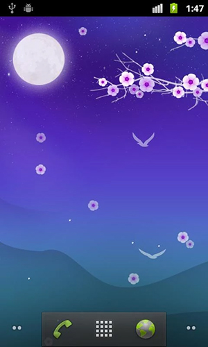 Screenshots of the live wallpaper Blooming night for Android phone or tablet.