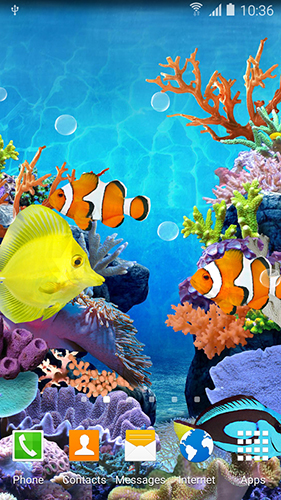 Screenshots of the live wallpaper Coral fish for Android phone or tablet.
