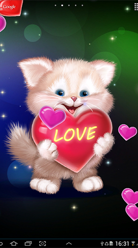 Screenshots of the live wallpaper Cute cat by Live Wallpapers 3D for Android phone or tablet.