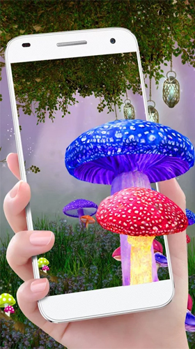 Screenshots of the live wallpaper Cute mushroom for Android phone or tablet.