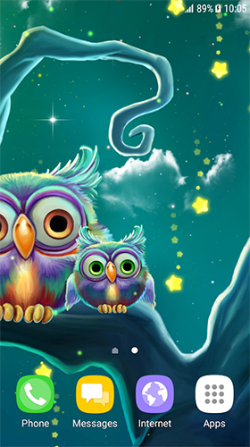 Screenshots of the live wallpaper Cute owls for Android phone or tablet.