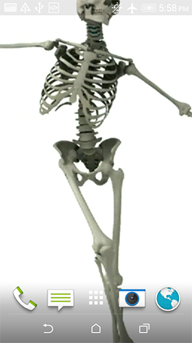 Screenshots of the live wallpaper Dancing skeleton for Android phone or tablet.