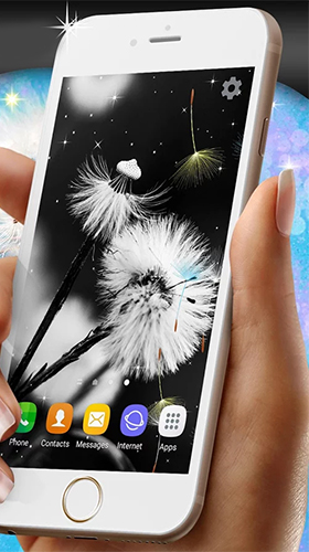 Screenshots of the live wallpaper Dandelions for Android phone or tablet.
