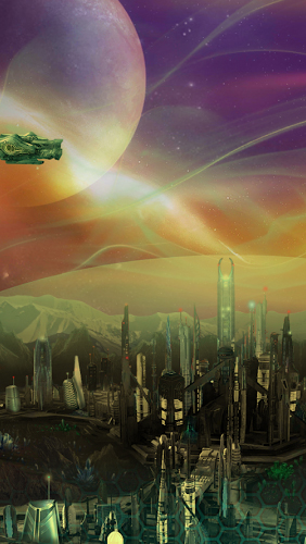 Screenshots of the live wallpaper Deep Space Colony for Android phone or tablet.