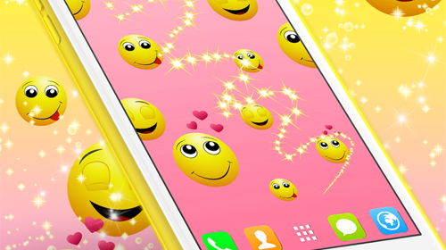 Screenshots of the live wallpaper Emoji for Android phone or tablet.