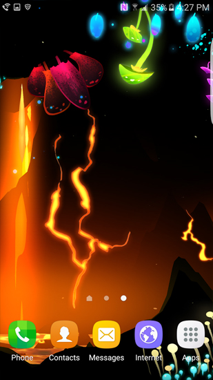 Screenshots of the live wallpaper Epic Lava Cave for Android phone or tablet.