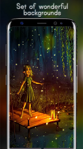 Screenshots of the live wallpaper Fireflies by Live Wallpapers HD for Android phone or tablet.