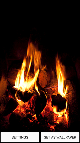 Screenshots of the live wallpaper Fireplace sound for Android phone or tablet.