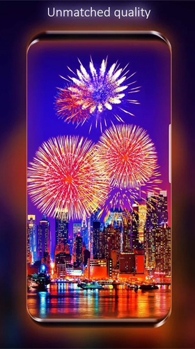 Screenshots of the live wallpaper Fireworks by Live Wallpapers HD for Android phone or tablet.