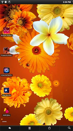 Screenshots of the live wallpaper Flowers by PanSoft for Android phone or tablet.