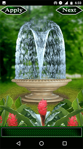 Screenshots of the live wallpaper Fountain 3D for Android phone or tablet.