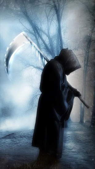 Screenshots of the live wallpaper Grim Reaper for Android phone or tablet.