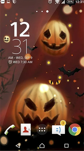 Screenshots of the live wallpaper Halloween by Beautiful Wallpaper for Android phone or tablet.