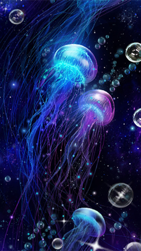 Screenshots of the live wallpaper Luminous jellyfish HD for Android phone or tablet.