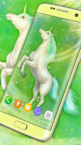 Screenshots of the live wallpaper Majestic unicorn for Android phone or tablet.