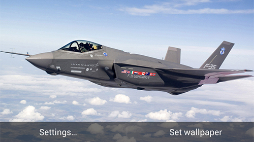Screenshots of the live wallpaper Military aircrafts for Android phone or tablet.