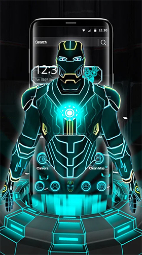 Screenshots of the live wallpaper Neon hero 3D for Android phone or tablet.