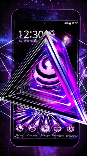 Screenshots of the live wallpaper Neon triangle 3D for Android phone or tablet.