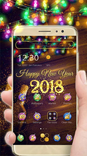 Screenshots of the live wallpaper New Year 2018 for Android phone or tablet.