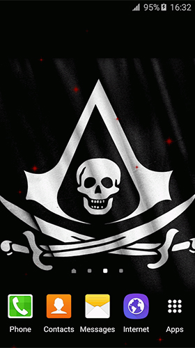 Screenshots of the live wallpaper Pirate flag for Android phone or tablet.
