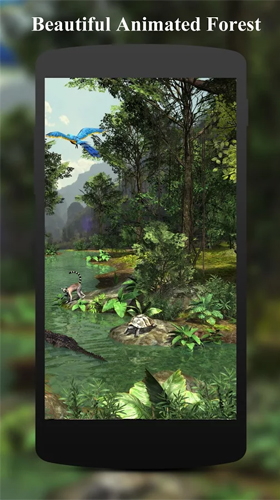 Screenshots of the live wallpaper Rainforest 3D for Android phone or tablet.