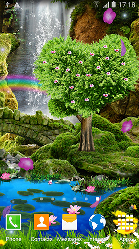 Screenshots of the live wallpaper Romantic waterfall 3D for Android phone or tablet.