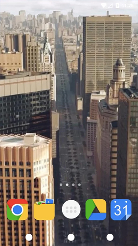 Screenshots of the live wallpaper Skyscraper: Manhattan for Android phone or tablet.