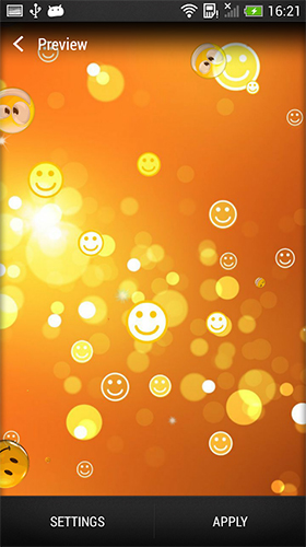Screenshots of the live wallpaper Smiley for Android phone or tablet.