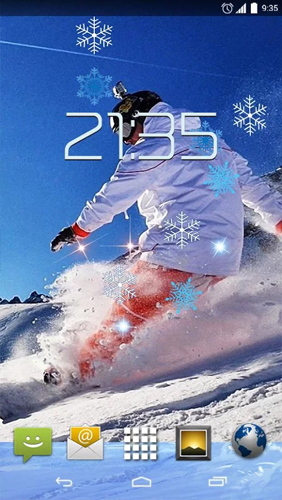 Screenshots of the live wallpaper Snowboarding for Android phone or tablet.