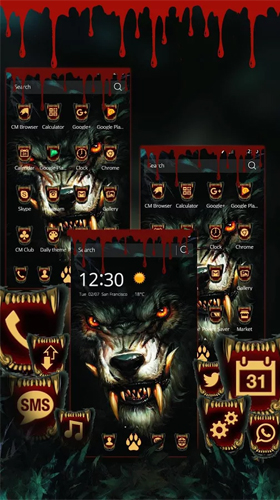 Screenshots of the live wallpaper Spiky bloody king wolf for Android phone or tablet.