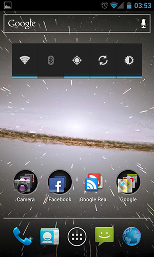 Screenshots of the live wallpaper Starfield 2 3D for Android phone or tablet.