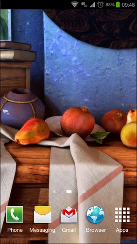 Screenshots of the live wallpaper Still Life 3D for Android phone or tablet.