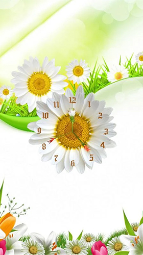 Screenshots of the live wallpaper Sunflower clock for Android phone or tablet.