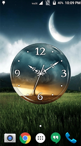 Screenshots of the live wallpaper Tornado: Clock for Android phone or tablet.